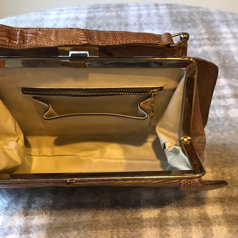 Vintage Authentic Python Snakeskin Frame Box Hand… - image 4